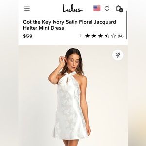 Lulu’s Ivory Satin Floral Jacquard Halter Mini Dress - NWTS